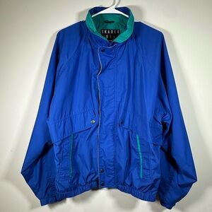 Trader Bay Jacket Windbreaker Full Zip Blue Teal Men’s Large Breatheable‎